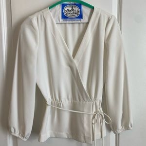 J. Crew drapery crepe faux wrap top, size O